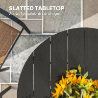 Outsunny 46.5" Outdoor Dining Table for 6, Round Picnic Table with Slatted Top for Balcony, Porch, Black(m-5)