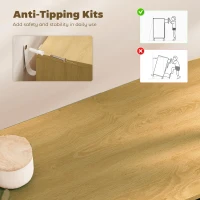 HOMCOM Sideboard with Adjustable Shelf, Buffet Cabinet with 2 Doors and Gold Steel Legs for Dining Room, Oak(m-7)