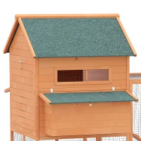 PawHut 137" Chicken Coop for 8-10 Chickens, Large Chicken House, Wooden Poultry Hen Cage with Nesting Box and Run for Backyard, Orange(m-13)