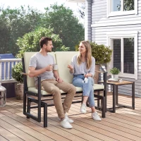 Outsunny Outdoor Glider Bench for 2 Person, Patio Glider Loveseat with Thick Cushions for Garden Balcony Porch, Cream White(m-1)