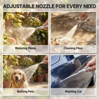 Outsunny Portable Garden Hose Reel, 1/2" x 66ft Wall Mounted Hose Reel with 2 Patterns Spray Nozzle and Crank Handle, Grey(m-6)