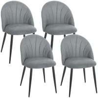 HOMCOM Modern Dining Chairs Set of 4, Upholstered Dining Room Chairs with Metal Legs, Shell Backrest, Padded Seat, Grey(m-11)