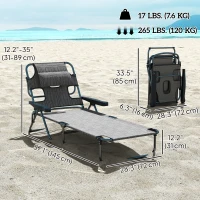 Outsunny Folding Lounge Chair w/ Reclining Back, Mixed Grey(m-3)
