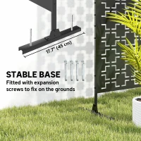 Outsunny 6.5FT Decorative Outdoor Divider, Metal Privacy Screen with Stand, Grid Style, Black(m-5)