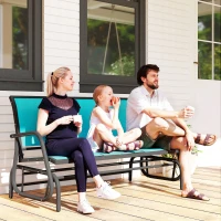 Outsunny 3-Seat Outdoor Glider Chair, Patio Rocking Chair, Steel Frame, Sling Fabric Seat for Garden, Backyard, Lawn, Blue(m-8)