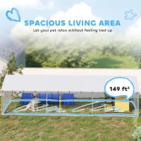 PawHut 20' x 7.5' x 5' Dog Kennel Outdoor for Large Dogs with Waterproof Roof, Silver(m-5)