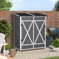 Outsunny 54.75''x29.5''x63'' Garden Storage Shed Asphalt Roof Wooden Timber Double Door Utility Storage House w/ Movable Shelf & Fixed Fittings(m-8)