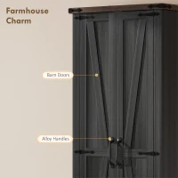 HOMCOM 71" Pantry Cabinet, Kitchen Storage Cabinet with Adjustable Shelves, Barn Doors and Drawer for Dining Room, Black(m-6)
