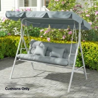 Outsunny 4-Piece Back and Seat Cushion Pillows Replacement and Pillows, Patio Chair Cushions Set with Ties, Light Grey(m-10)