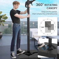 Outsunny 10 FT Patio Umbrella with Base, Outdoor Offset Cantilever Umbrella with Crank Handle and Tilt, 360° Rotation(m-6)