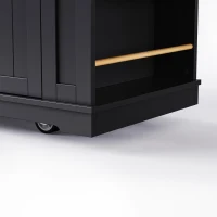 Versatile Kitchen Island with 2 Deep Drawers and Adjustable Shelves, Rolling Storage Cart with Drop Leaf, 8'' L x 29.5'' W x 36.5'' H, Black(m-12)