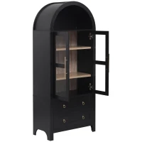 Arched Kitchen Pantry Cabinet with 2 Soft-Close Drawers, Modern Farmhouse Hutch for Living Areas, 30'' L x 15.5'' W x 71'' H, Black(m-14)