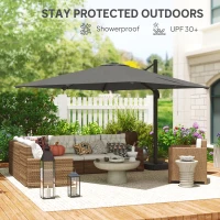 Outsunny 10 FT Patio Umbrella with Base, Outdoor Offset Cantilever Umbrella with Crank Handle and Tilt, 360° Rotation(m-9)