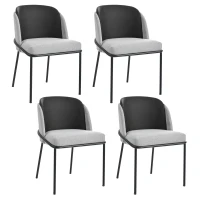 Set of 4 Stylish Dining Chairs with Ergonomic Contoured Back, Upholstered Chairs for Living Areas, 21.5'' L x 21.5'' W x 33.5'' H, Black+Gray(m-2)