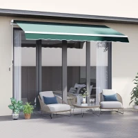 Outsunny 8' x 7' Retractable Awning, Patio Awnings, Sunshade Shelter with 280 g/m² UV & Water-Resistant Fabric and Aluminum Frame for Deck, Balcony, Yard, Dark Green(m-1)