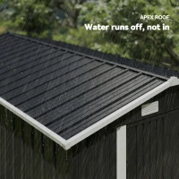 Outsunny 12' x 10' Metal Shed, Heavy Duty Outdoor Storage Shed with 4 Vents and Lockable Double Doors, Dark Grey(m-5)