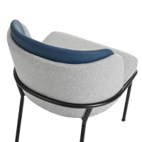 Set of 2 Dining Chairs with Ergonomic Curved-Back, Stylish Chairs Set with High-Density Foam Seat, 21.5'' L x 21.5'' W x 33.5'' H, Blue+Grey(m-11)