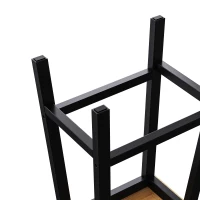 Set of 2 Wood Bar Stools with Anti-Scratch Pads & Wraparound Cross Brace, Bar Chairs with Footrests, 15.5'' L x 11'' W x 25.5'' H, Black(m-6)