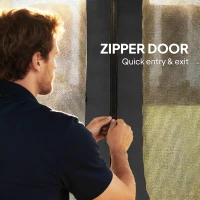 Outsunny Replacement Mosquito Netting for Gazebo 10' x 12' Black Screen Walls for Canopy with Zippers, Black(m-6)