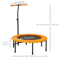 Soozier 39" Mini Exercise Trampoline w/ Adjustable T-Bar Indoor Fitness Rebounder Orange(m-3)