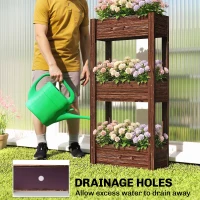 Outsunny 3-Tier Wooden Raised Garden Bed with Legs, 23.6" x 9.8" x 47.2" Elevated Planter Box with Drainage Holes and Bed Liner(m-6)