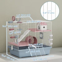 PawHut Hamster Cage, 3-Tier Small Animal Cage with Excerise Wheel, Food Bowl, Water Bottle, House, Tunnels, Ramps(m-3)