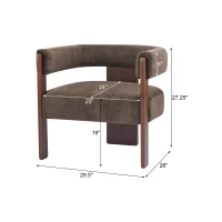 Modern Lounge Sofa Chair with Barrel-Back Design, Stylish Accent Armchair with 3-Leg Frame, 29.5" L x 26" W x 27" H, Dark Brown+Walnut(m-3)