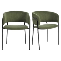 Modern Corduroy Side Chair with Ergonomic Curved Back, Minimalist Lounge Chair for Living Room, 30.5" L x 21.5" W x 19.5" H, Green(m-2)