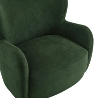 Luxe Wingback Armchair with Pocket-Spring Cushion, Elegant Lounge Chair for Living Room, 31" L x 32" W x 33" H, Light Teak+Olive Green(m-5)