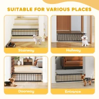 PawHut 26"-37" Dog Gate, Adjustable Pet Gate, Fits 10" Tall with 2 Extension, Pressure Mount Kit for Stairs and Doorways, Black(m-9)