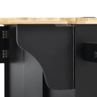 Rolling Kitchen Island with Drop-Leaf Rubberwood Top, Versatile Storage Cart for Contemporary Homes, 59.5'' L x 29.5'' W x 35.5'' H, Black(m-12)