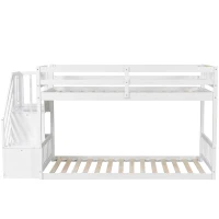 Space-Saving Bunk Bed with Low-Profile Design and Built-In Storage, Sturdy Tiered Beds for Kids, 95" L x 41.5" W x 50" H, White(m-8)