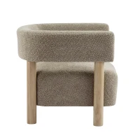 Cozy Accent Armchair with Spring Bag Seat Cushion, Single Lounge Sofa for Bedroom, 30.5" L x 29.5" W x 27" H, Light Camel+Natural Wood(m-9)