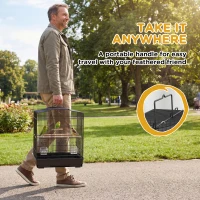 PawHut 23" Bird Cage, Finches Canaries, Parrot Cage with Doors Perches, 2 Feeder Pet Supplies, Black(m-9)