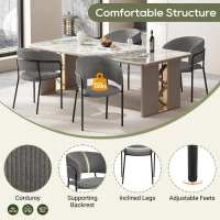 4-Piece Corduroy Side Chair Set with Ergonomic Curved Back, Modern Lounge Chair Set for Living Room, 30.5" L x 21.5" W x 19.5" H, Grey(m-4)