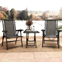 Outsunny 3 Pieces Patio Bistro Set, Outdoor Folding Table and Chairs Set, Metal Patio Furniture Set with Cup Holders(m-8)
