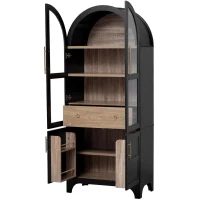 Arched Kitchen Pantry Cabinet with 4-Door Internal Racks, Flexible Storage Cabinet with Adjustable Shelves, 30'' L x 15.5'' W x 71'' H, Black(m-2)