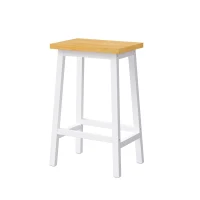 Set of 2 Wood Counter Stools with Anti‑Scratch Pads and Pine Legs, Solid Bar Chairs for Instant Style, 15.5'' L x 11'' W x 25.5'' H, White(m-7)