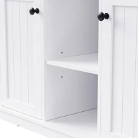 Versatile Kitchen Island with Adjustable Shelves & Drop Leaf, Rolling Kitchen Cart with 5 Hidden Casters, 53'' L x 29.5'' W x 36.5'' H, White(m-13)