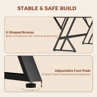 HOMCOM 71" Computer Desk, Industrial Writing Table with X-Shaped Frame for Home Office, Rustic Brown(m-5)