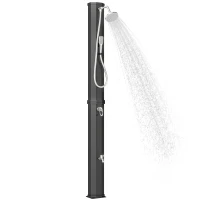 Outsunny 16 Gal Solar Heated Shower, 7.4 FT Outdoor Shower with 2 Shower Heads, Adjustable Temperature, Foot Faucet(m-11)