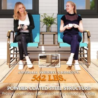 Outsunny Outdoor 2-Person Glider Bench, Outside Glider Swing Chair Loveseat with Table, Steel Frame, Blue(m-8)