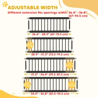 PawHut 26"-37" Dog Gate, Adjustable Pet Gate, Fits 10" Tall with 2 Extension, Pressure Mount Kit for Stairs and Doorways, Black(m-5)