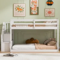 Space-Saving Bunk Bed with Low-Profile Design and Built-In Storage, Sturdy Tiered Beds for Kids, 95" L x 41.5" W x 50" H, White(m-4)