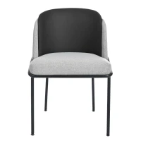 Set of 2 Sleek Dining Chairs with Ergonomic Backrest, Durable Chairs Set with Solid Frame, 21.5'' L x 21.5'' W x 33.5'' H, Black+Gray(m-13)