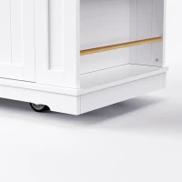 Generous Kitchen Island with 2 Deep Drawers and Drop Leaf, Rolling Storage Cart with Adjustable Shelves, 48'' L x 29.5'' W x 36.5'' H, White(m-11)