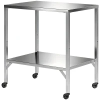 Outsunny Outdoor Grill Cart with Stainless Steel Tabletop, Pizza Oven Stand with Shelf, Lockable Wheels, Rolling BBQ Table(m-2)