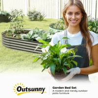 Outsunny 6' x 3' x 1' Large Outdoor Planter Box, Galvanized Raised Garden Bed with Metal Plant Stake, Dark Grey(m-10)