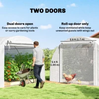 Outsunny Walk-in Tunnel Greenhouse with 2 Support Rods, Mesh Door, Plant Hot House with PE Cover, 20'x10'x7', White(m-6)