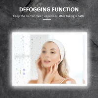 kleankin 28" x 20" LED Bathroom Mirror, Anti Fog Wall-Mounted Mirror with 3 Temperature Colors, Memory Function, Plug-in(m-6)